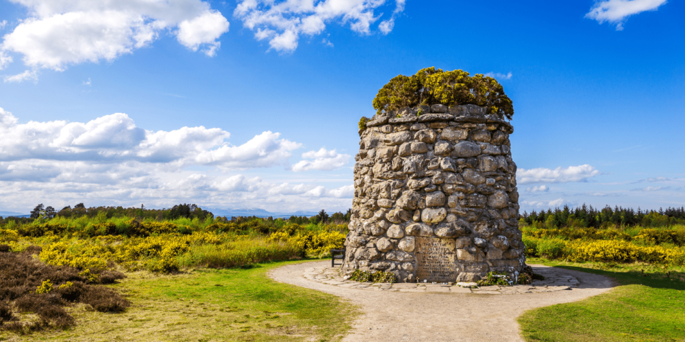 a close up of a large rock in the middle of a field at Culloden