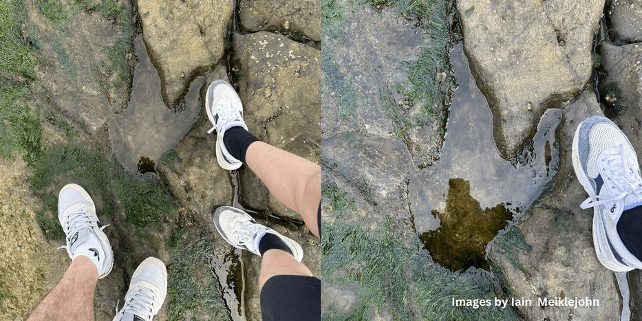 a pair of feet on a rock